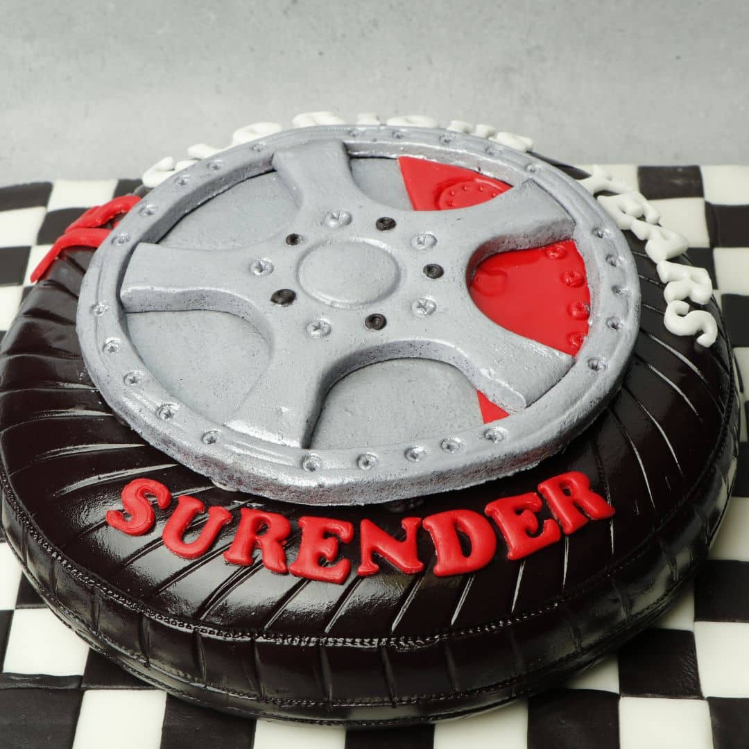 Wheel Tyre & Rim Personalised Pre Cut Icing Cake Topper (7.5 :  Amazon.co.uk: Grocery